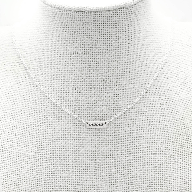 Tashi Brushed Silver Mama Bar Necklace