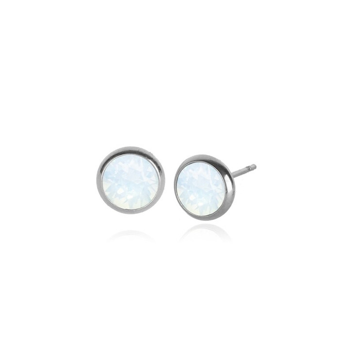 JJ+RR Silver Small White Opal Studs