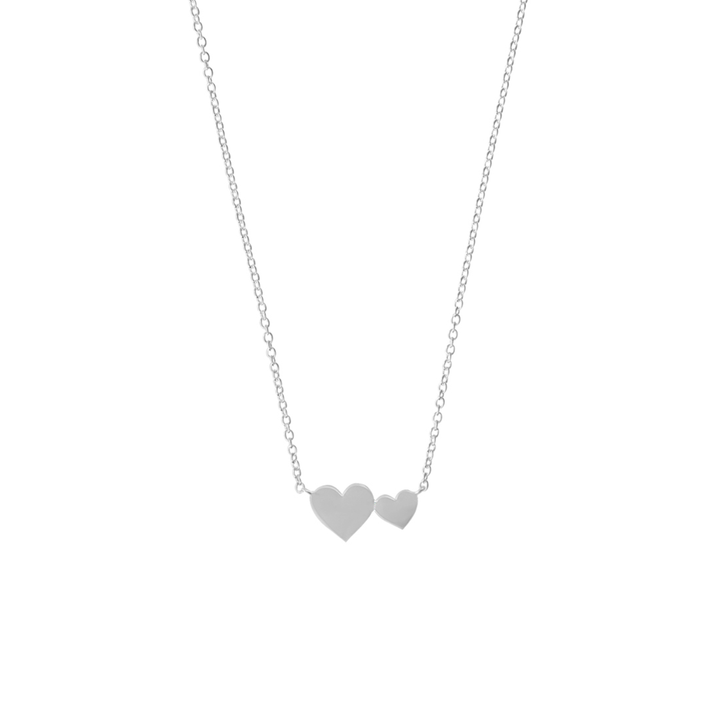  Tashi Brushed Silver Big & Little Heart Necklace 
