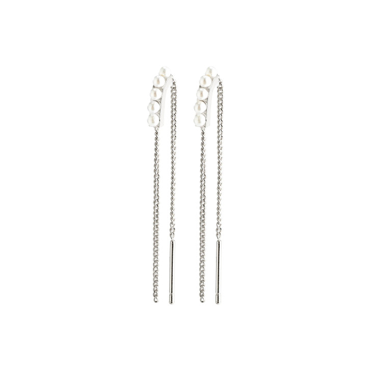 Pilgrim Cherished Chain Earrings with Pearls Silver Plated