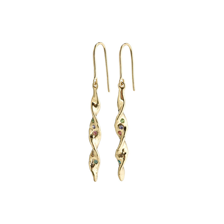 Pilgrim Poesy Hook Earrings with Twist Detail and Crystals Gold Plated
