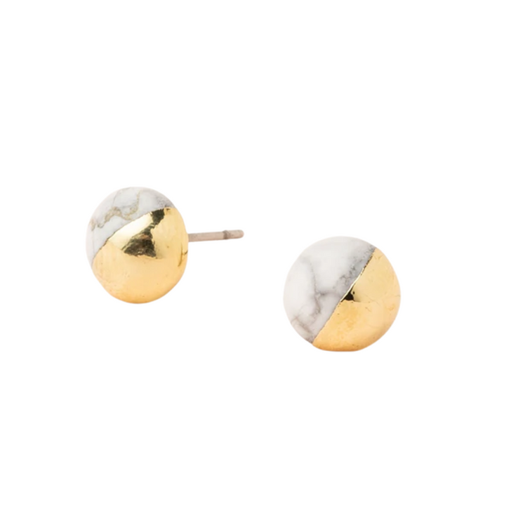 Scout Dipped Stone Studs Howlite/Gold