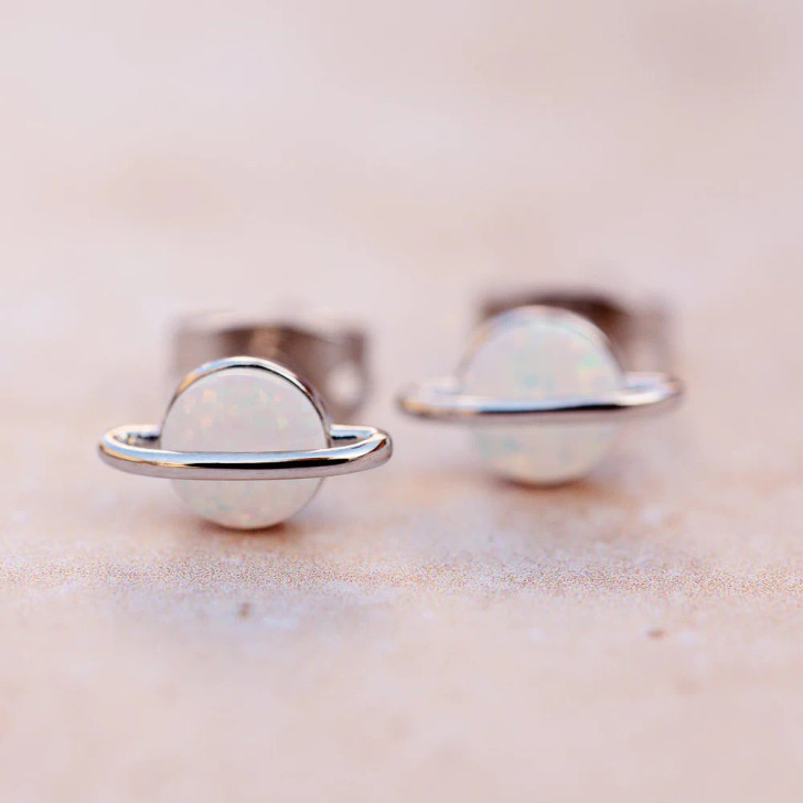 Pura Vida Opal Saturn Studs Silver