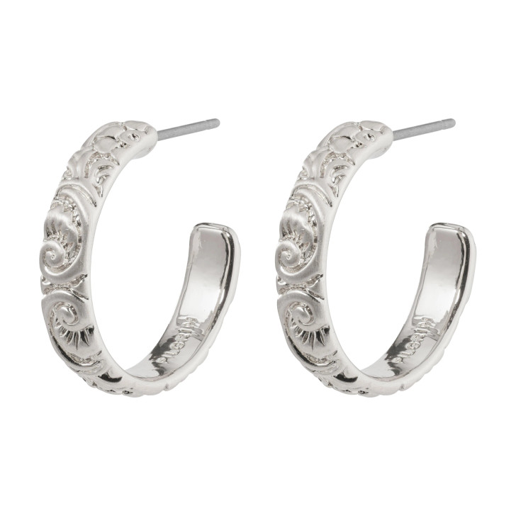 Pilgrim Silver Plated Blair Swirl Patterned Hoops