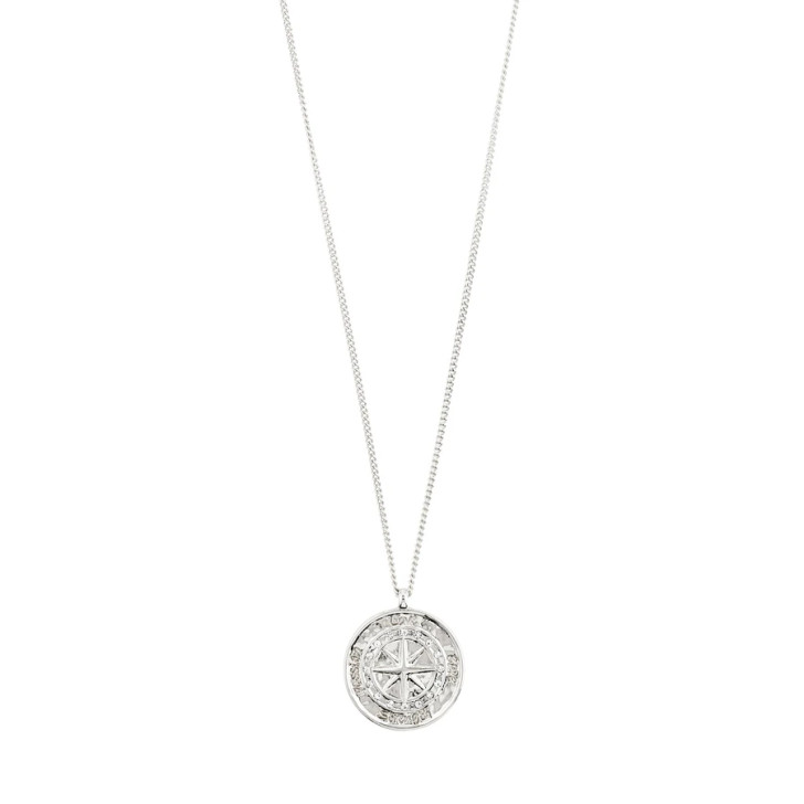 Pilgrim Silver Plated Gerda Crystal Compass Pendant Necklace