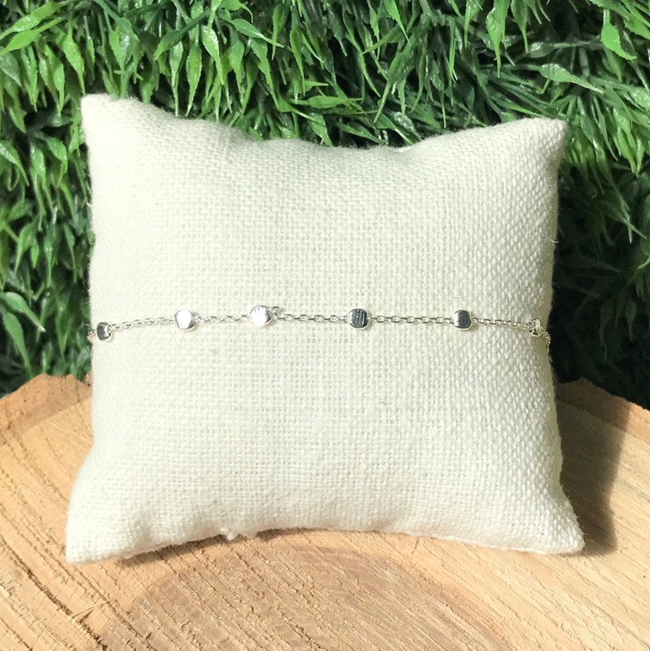 Bamiyan Silver Dotted Diamond Cut Chain Anklet