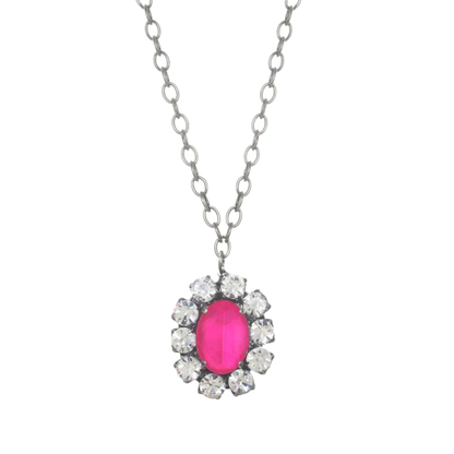 TOVA Iza Pink Necklace in Antique Silver
