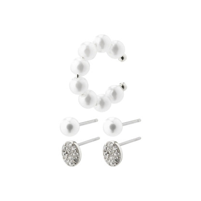 Pilgrim Beat Silver Plated Stud & Ear Cuff Set - Starlet