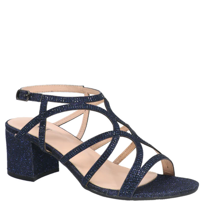 Taxi Harper-02 Sparkly Strappy Heels Navy - Starlet