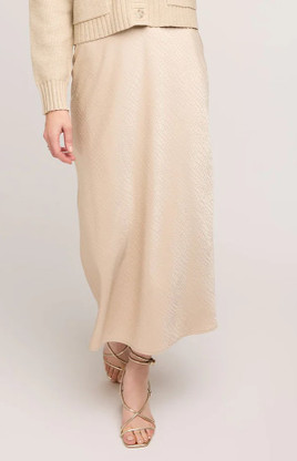 Gentle Fawn Bonnie Satin Midi Skirt Bone - Starlet