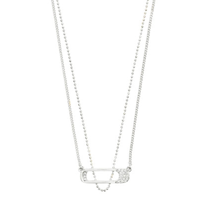 Pilgrim Instant Safety Pin Layered Necklace Silver Plated - Starlet