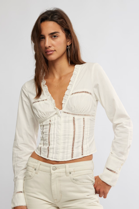 トップス elfelfelfarchives LONG SLEEVE corset Free People Frankie Corset Top Clean Ivory - Starlet