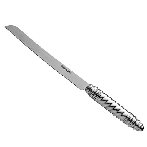 Meshulavim Swirl Silver Challah Knife