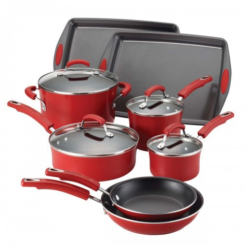 Rachael Ray Red Porcelain Nonstick 12 Pc. Set