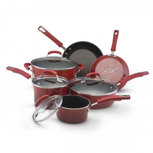 Rachael Ray Red Hard Enamel Nonstick 10 Pc. Cookware Set