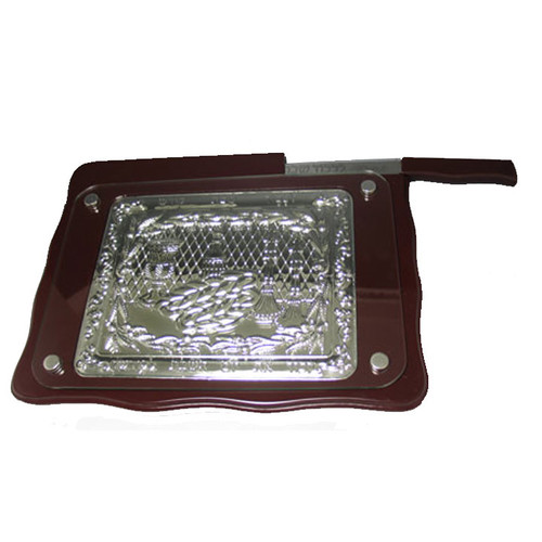 Wood & Silver Plated Rectangle Challah Board & Knife (29248)