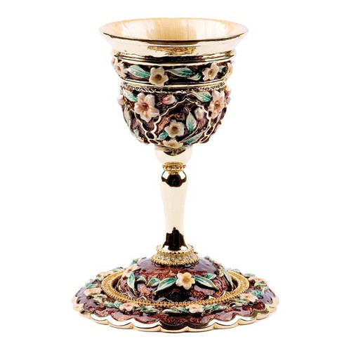 Jeweled Brown Kiddush Cup with Coaster