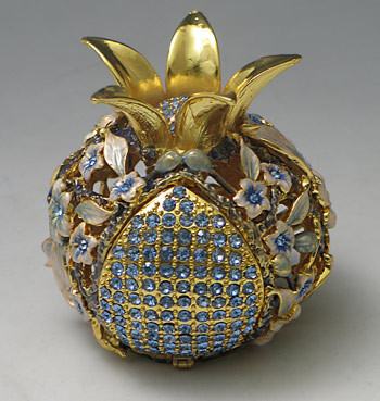 Jeweled Pomegranate Blue Spice Box