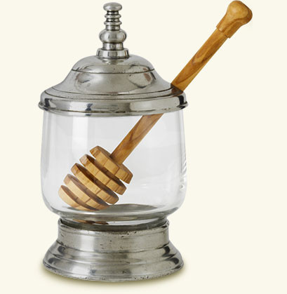 Match Honey Jar with Wood Dipper 