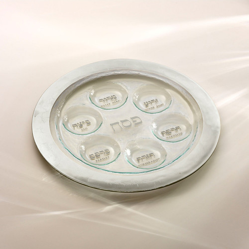 Annie Glass Seder Plate- Platinum