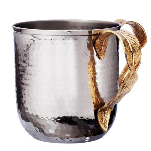Nickel Plated Washing Cup- Hammered/ Gold Leaf