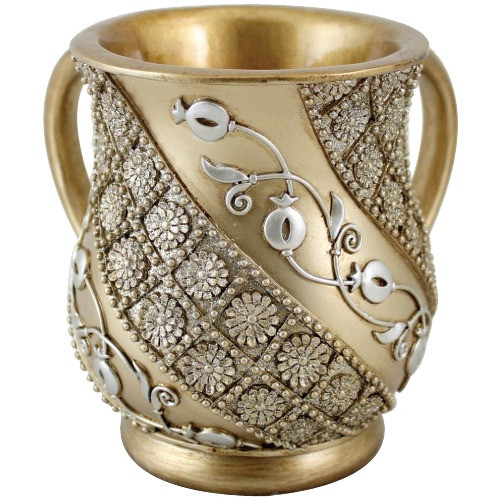 Gold Large Pomegranate Swirl Polyresin Washing Cup