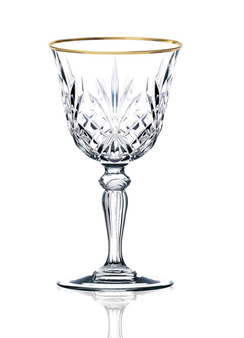 Siena Water Glass with Gold Band (Set of 4) by Lorren Home Trends