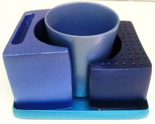 Blue Nickel Hammered Havdalah Set