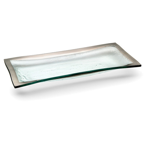 Annie Glass Rectangle Tray- Platinum