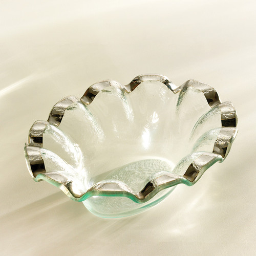 Annie Glass Ruffle Dip Bowl- Platinum