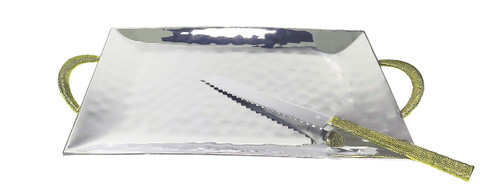 Spaghetti Gold Challah Tray with Knife (JSPCTL15)