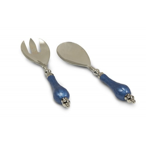 Julia Knight Peony Salad Server Set- Azure