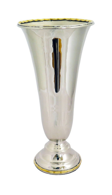 Stainless Steel Vase with Gold Border 