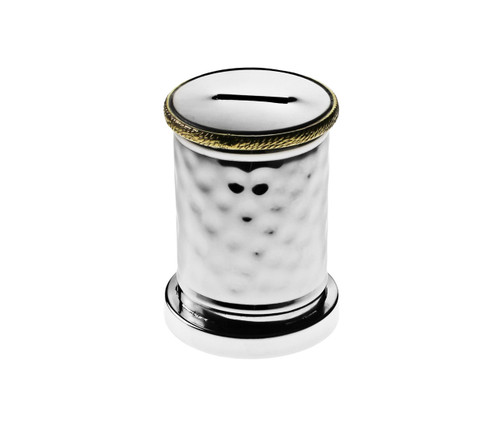 Tzedakah Box with Gold Rim