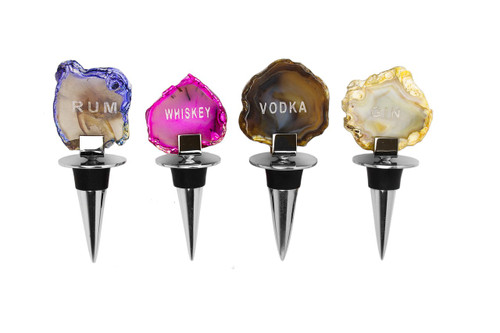 Bottle Stoppers w/ Agate Stone (Set of 4) (ASB689)