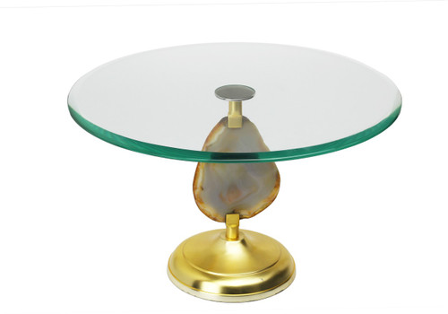 Glass Cake Stand w/ Agate Stone Stem (ASC688)