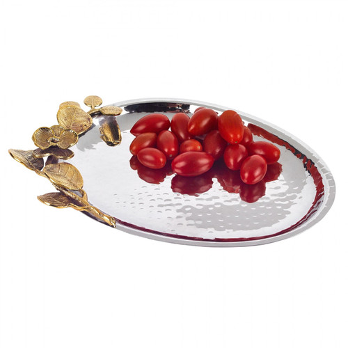 Badash Petals Stainless Steel & Brass Oval Tray (L851)
