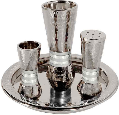 Hammered Havdalah Set - Silver Rings (EM-HAC3)