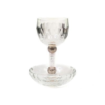 Alef to Tav Crystal Kiddush Cup w/ Rose Gold (KC-X1940Z)
