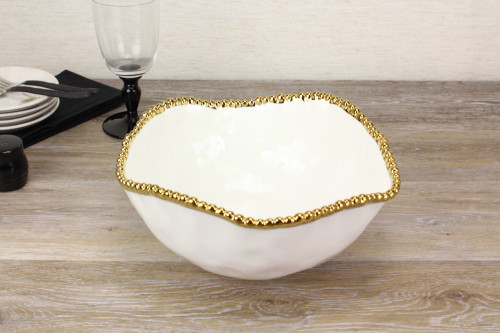 Pampa Bay Golden Solerno Large Salad Bowl (CER-1721-WG)