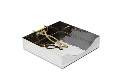 Square Napkin Holder with Gold Tongue