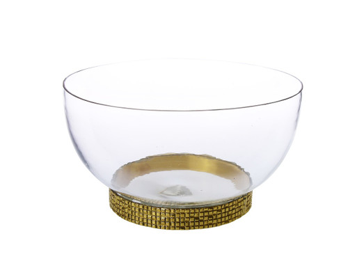 Classic Touch Glass Bowl With Mosaic Base