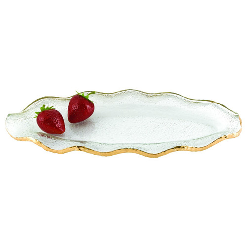 Goldedge Wavy Oval Glass Platter 14 x 7" 