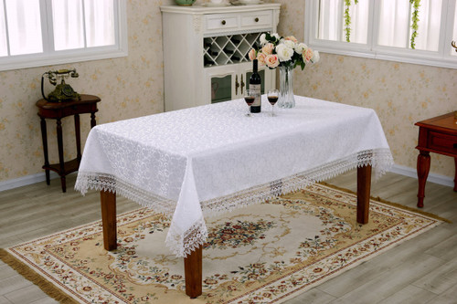 Flower Bow Damask Tablecloth Vintage Lace Design