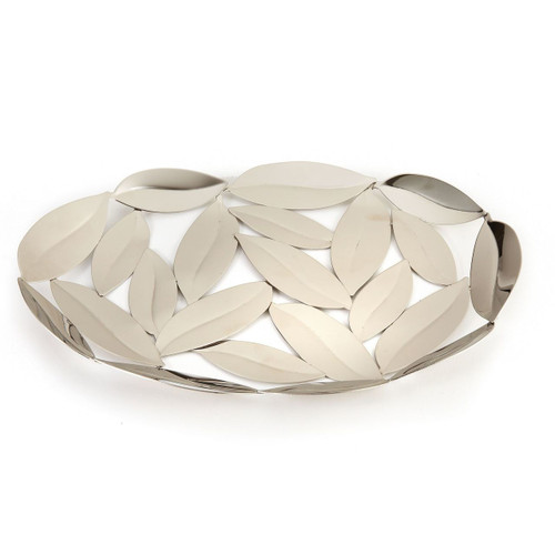 Oval Leaves Platter Nickel Plated Stainless Steel