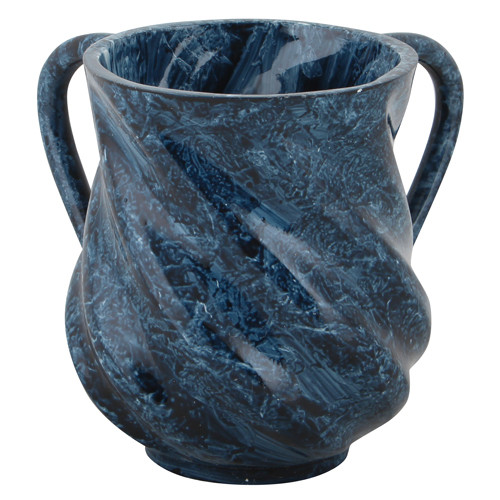 Spiral Design Washing Cup Mock Marble Blue