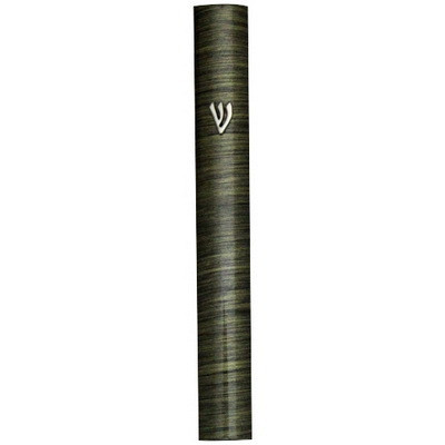 Aluminum Mezuzah 3D Metal Painted - Green Stripes