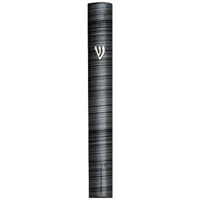 Aluminum Mezuzah 3D Metal Painted - Grey Stripes