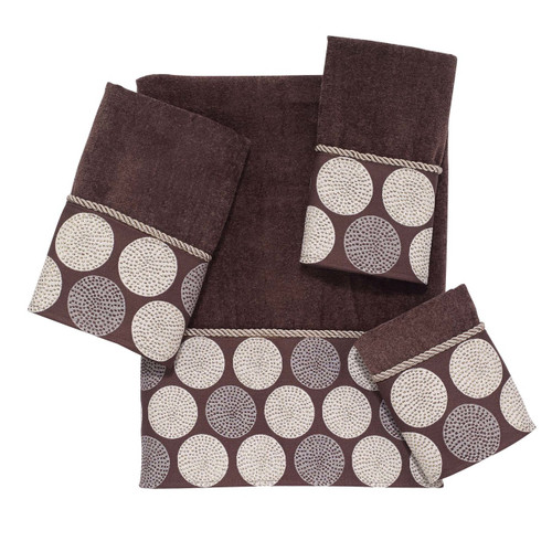 Dotted Circles Mocha Hand Towel