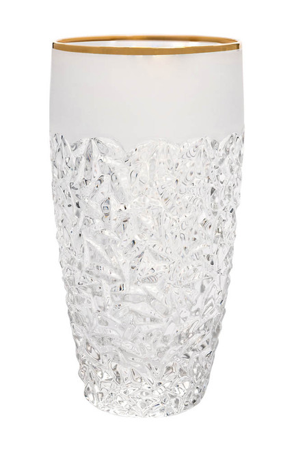 Crystal Set of 6 Hiball Tumblers with Frosted Border and Gold Rim